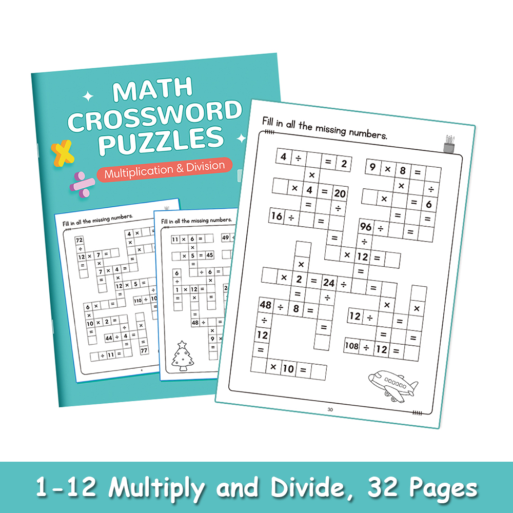 Sight Word Game - Math CrossWord Puzzles Game: 1-12 Multiplication