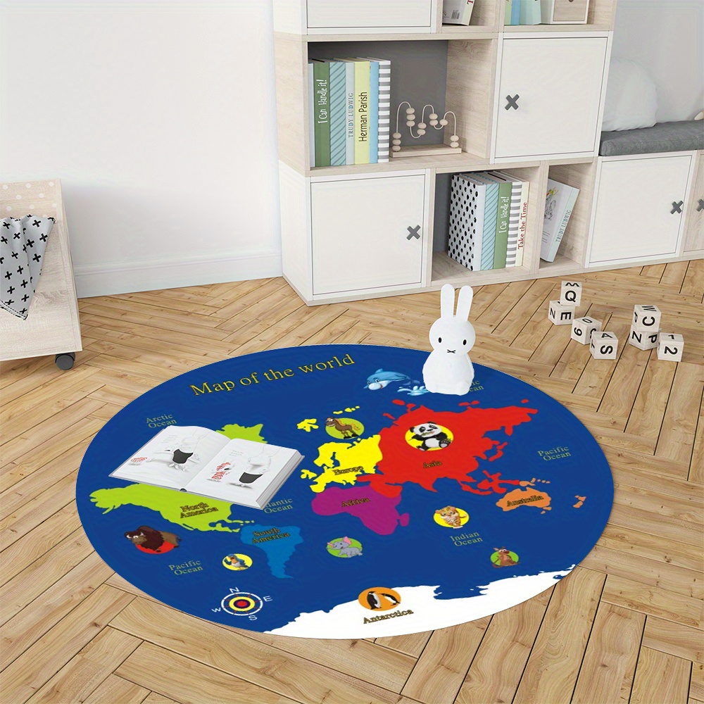 World Map Round Rug Flannel Ed - огляд і ціна Kids Education Room