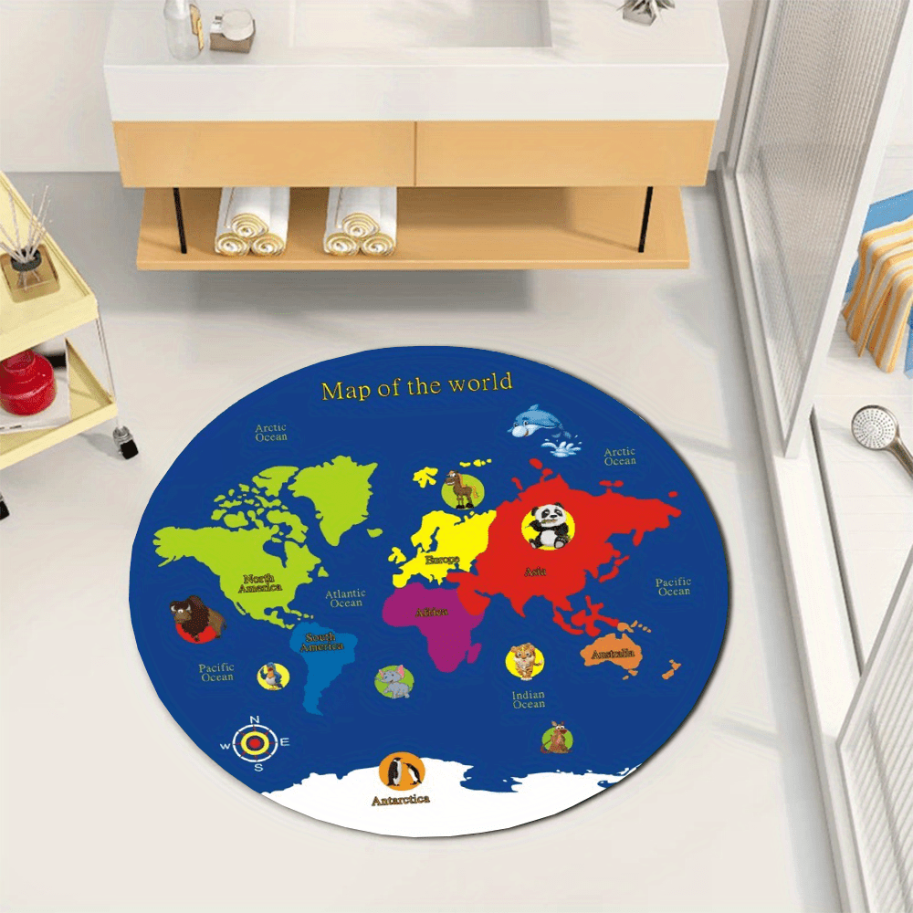 World Map Round Rug Flannel Ed - огляд і ціна Kids Education Room