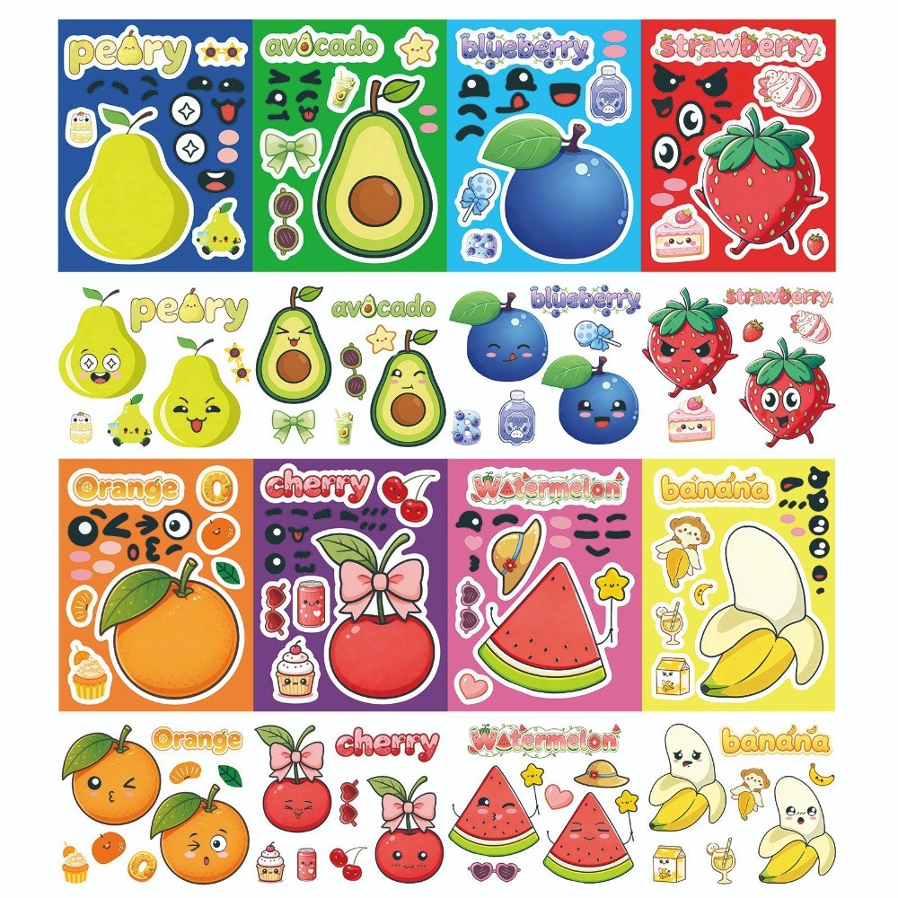 8 Sheets Make Face Cute Cartoo - огляд і ціна Kids Education Store
